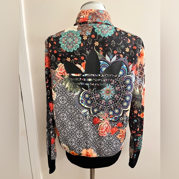Adidas Wmns FARM Jardim Agharta Colab Track Jacket Floral Firebird Trefoil, Sz L - Picture 2 of 10